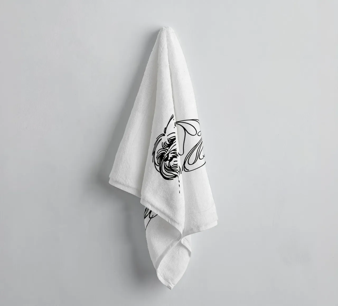Chien Lhasa Apso Dessin au trait serviette de bain de WijdevenDesign