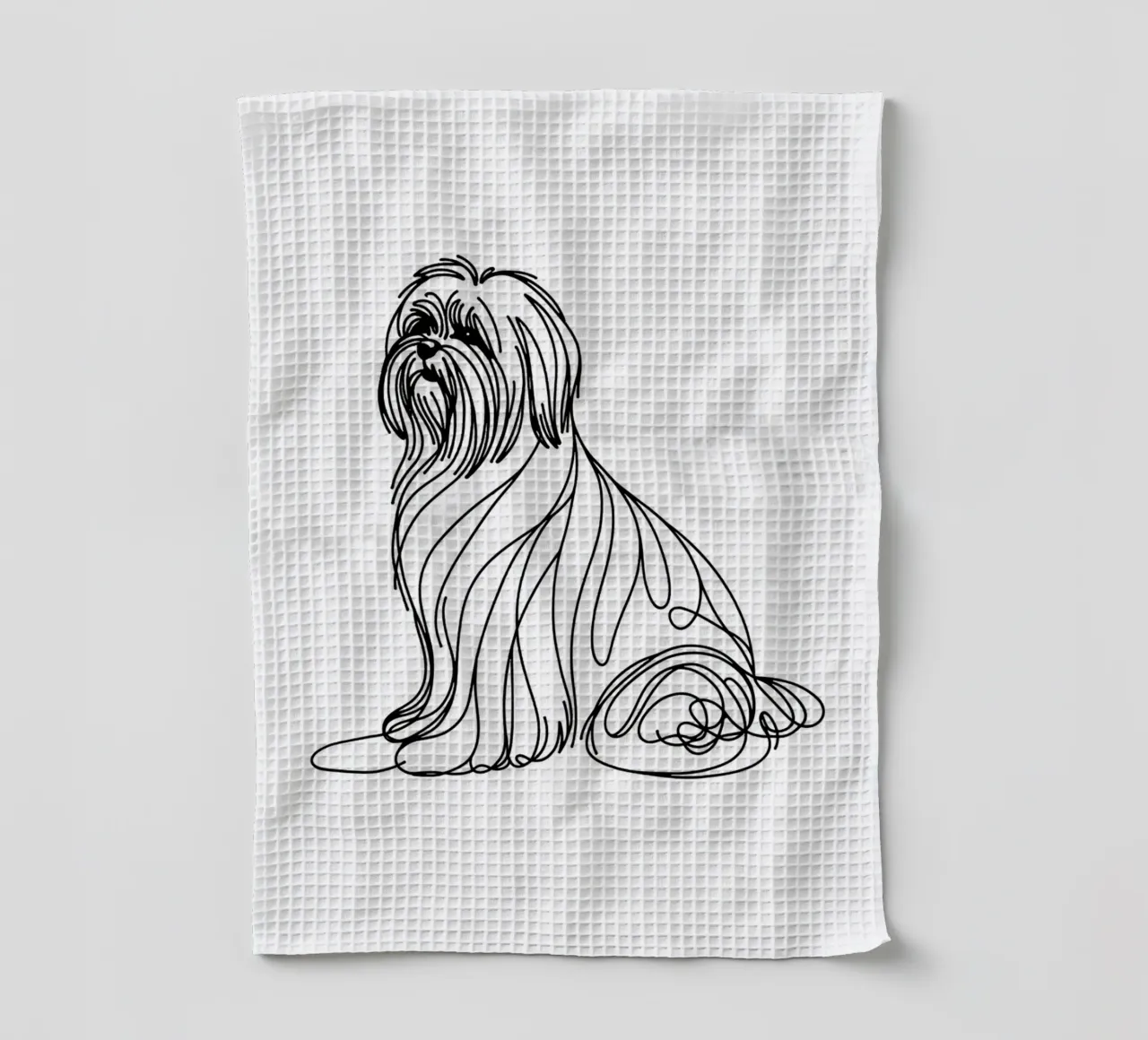 Chien Lhasa Apso Dessin au trait torchon de WijdevenDesign
