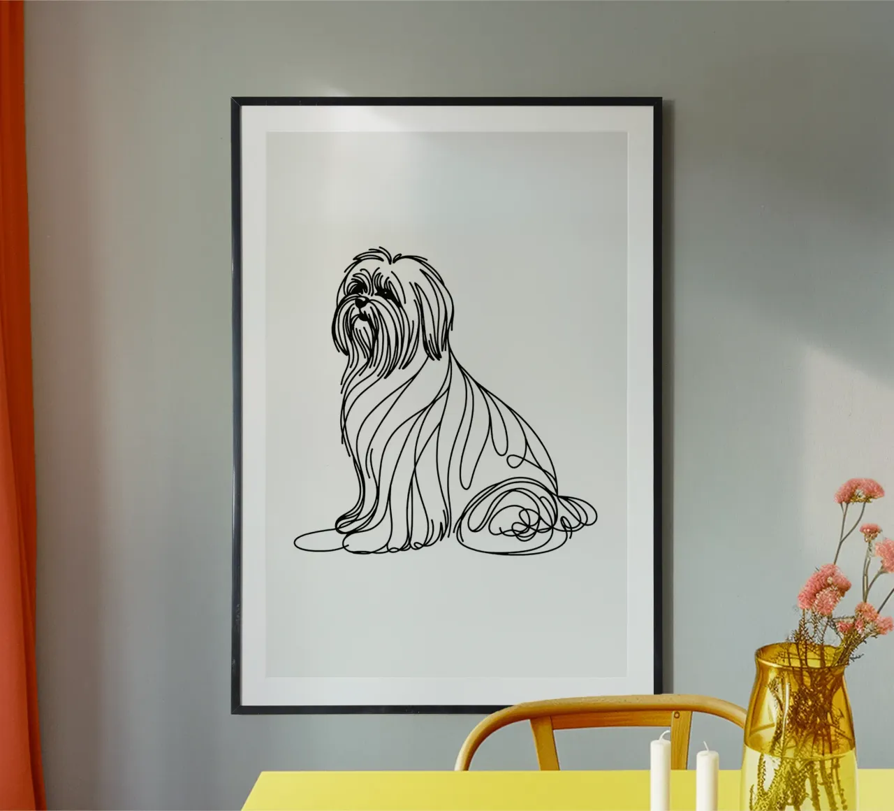 Chien Lhasa Apso Dessin au trait poster de WijdevenDesign