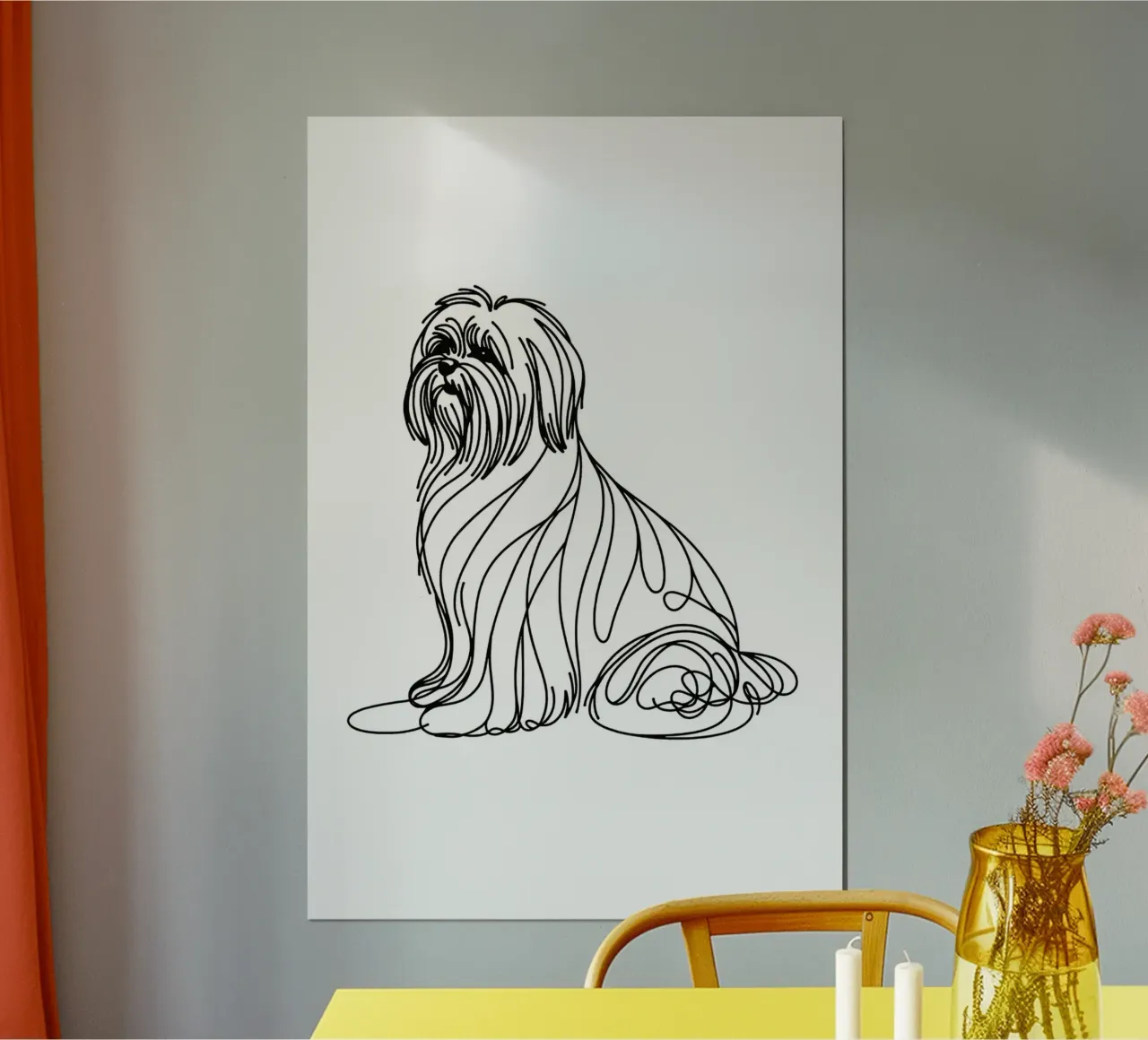 Chien Lhasa Apso Dessin au trait poster de WijdevenDesign