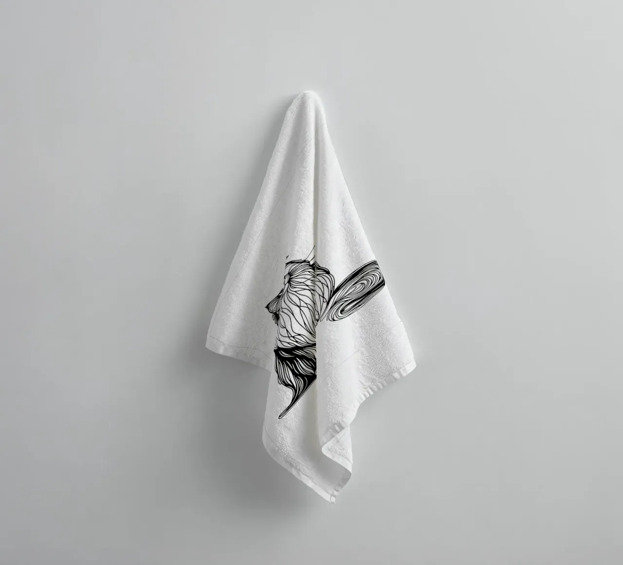 Longhair Cat Line Art Drawing towel by WijdevenDesign