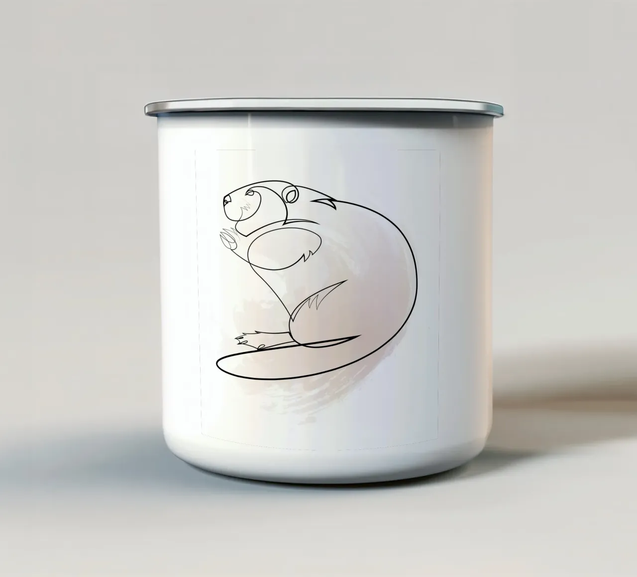 Wetland keeper - One line beaver tazza in smalto da Addillum