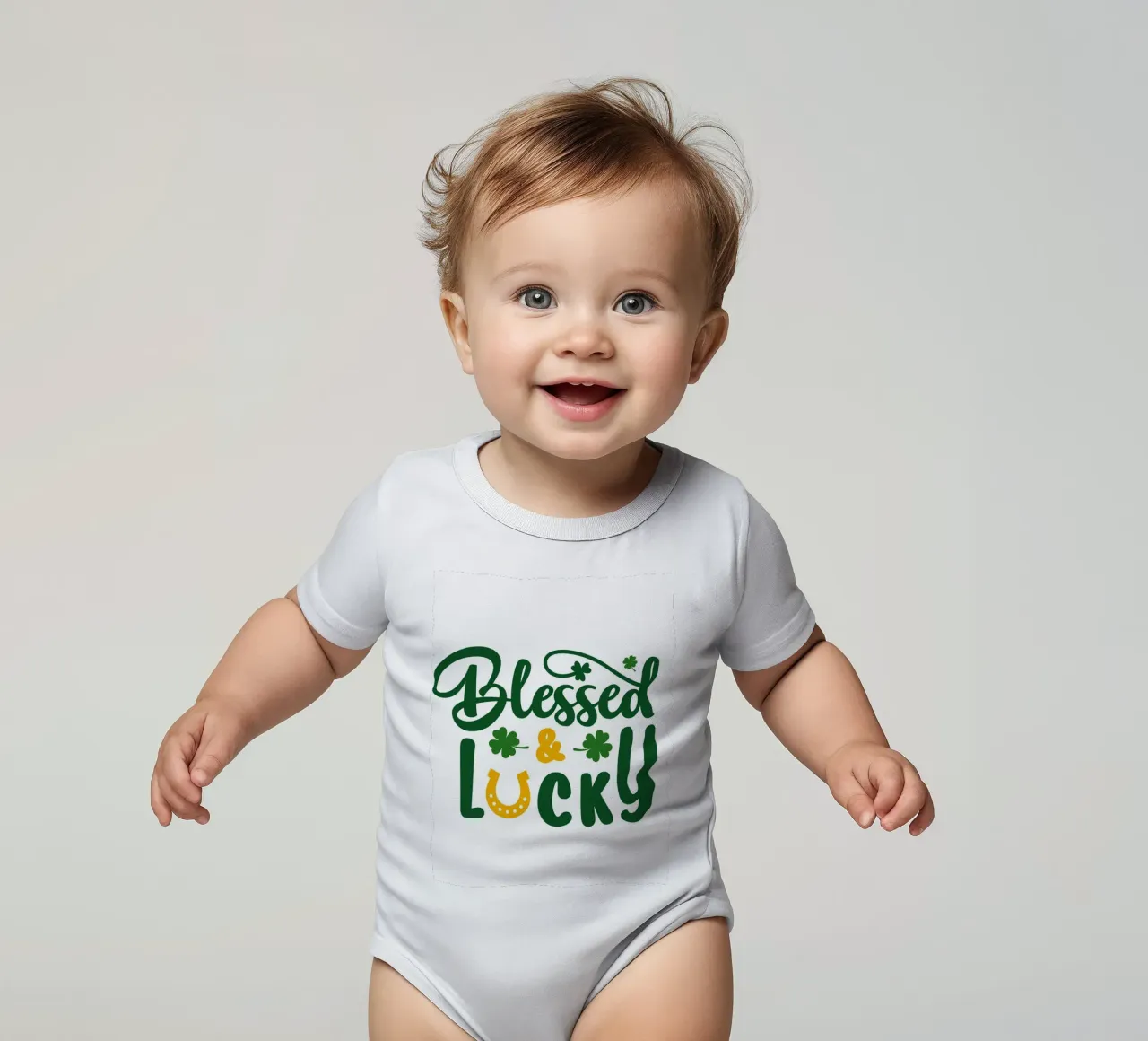 Blessed and Lucky body neonato maniche corte da Dreamer10
