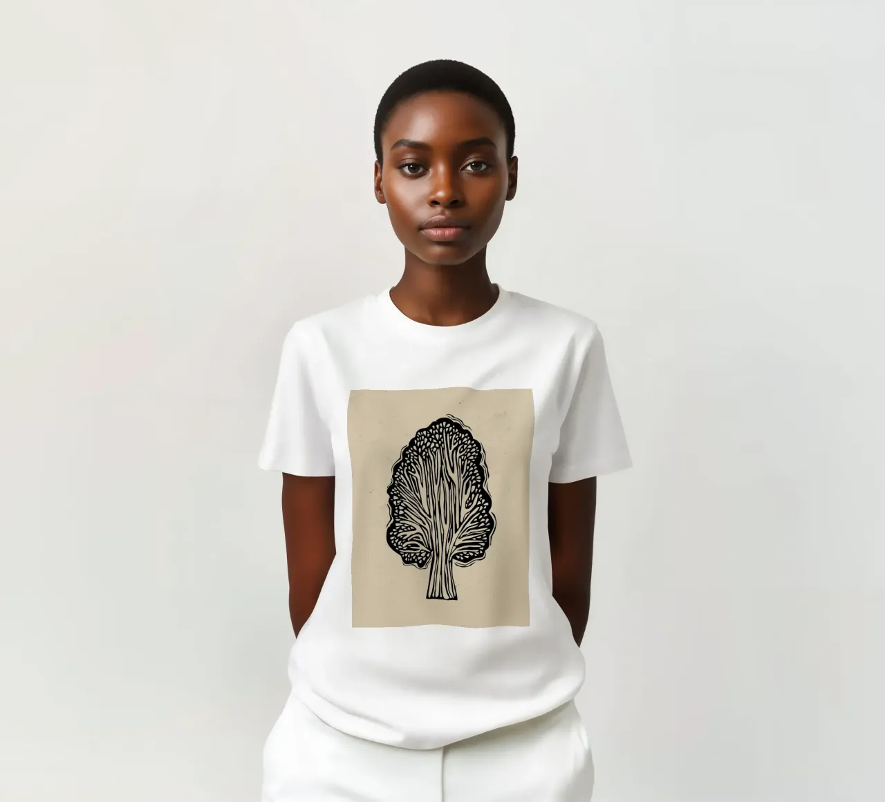 Albero in stile linoleografico t-shirt da Indigo Rain