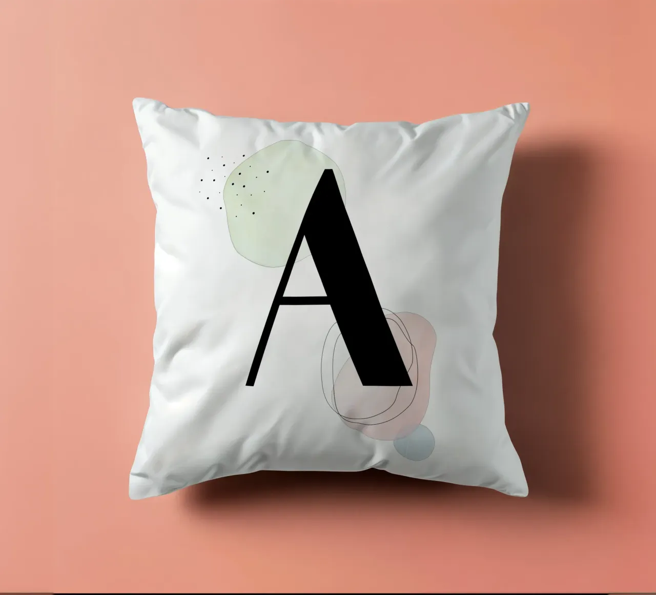 Lettera "A" - design dipinto a mano cuscino da Kate Brunch Design