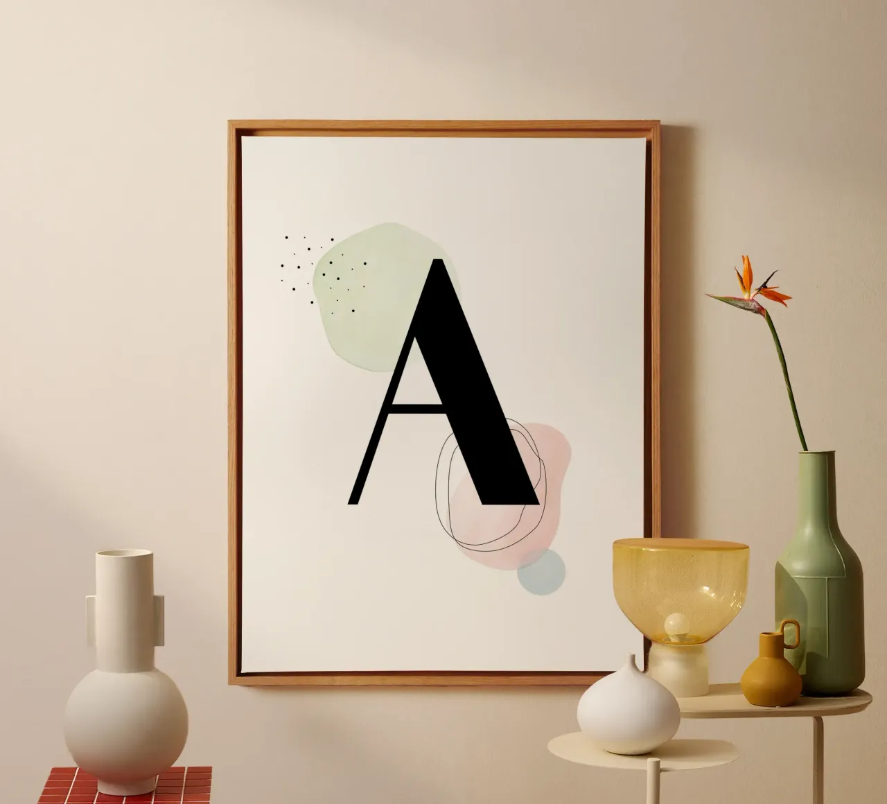 Letter "A" - handgeschilderd ontwerp canvas met Baklijst van Kate Brunch Design