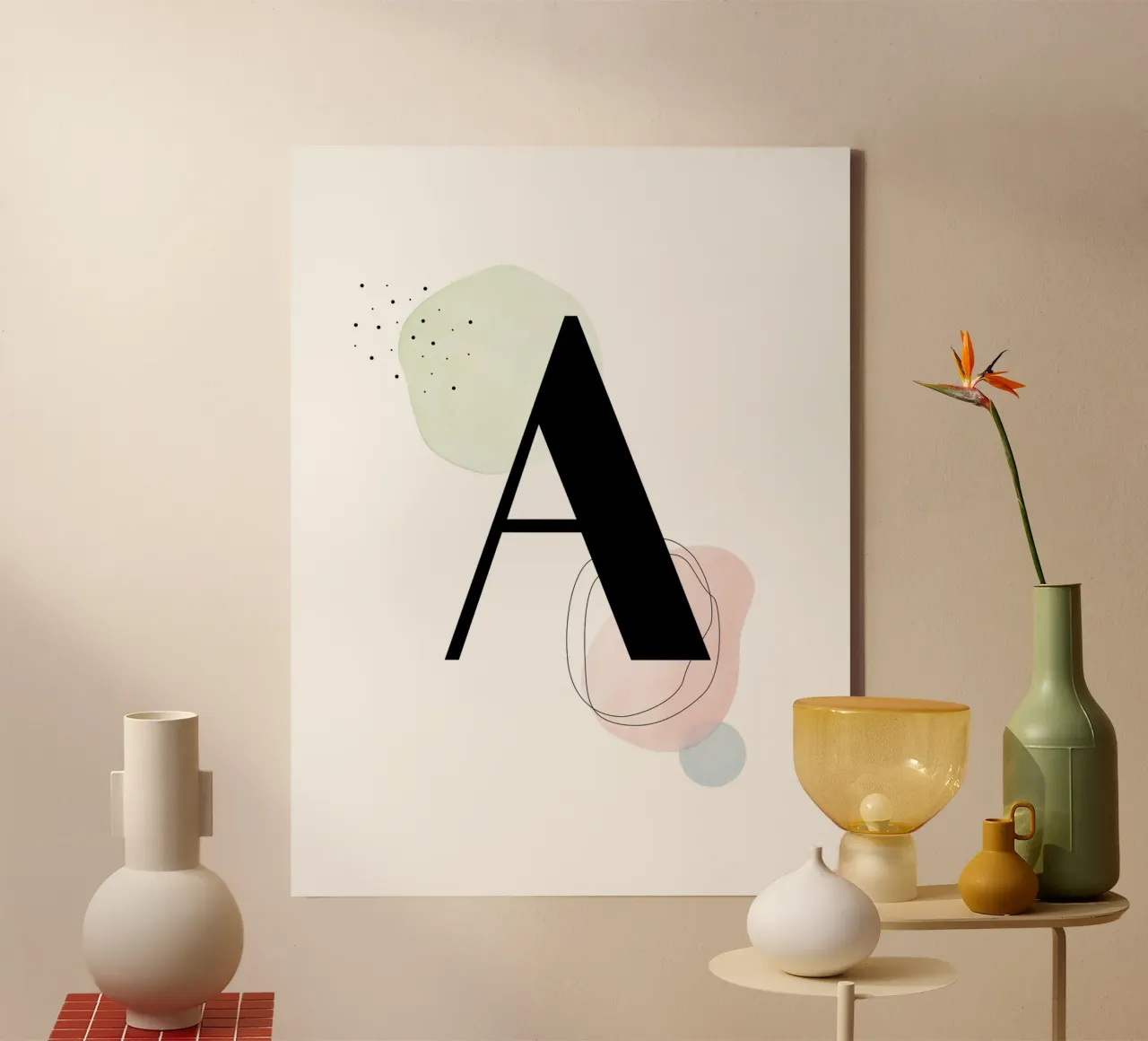 Letter "A" - handgeschilderd ontwerp canvas met Baklijst van Kate Brunch Design