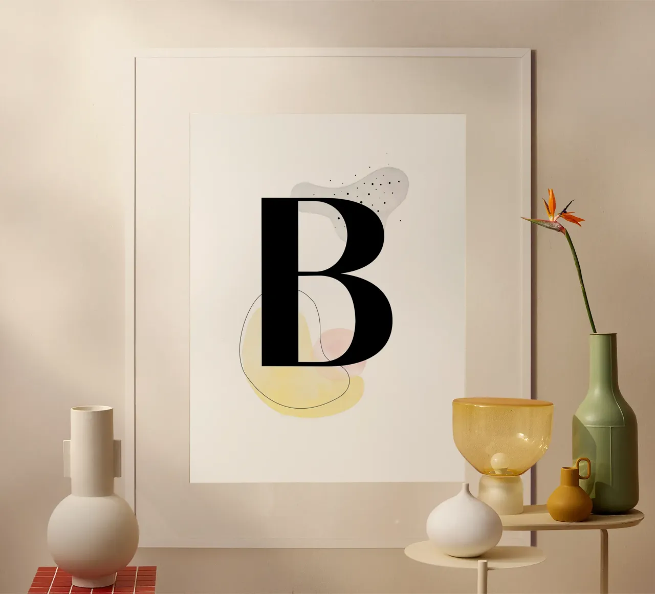 Lettera "B" - design dipinto a mano poster con telaio in alluminio da Kate Brunch Design