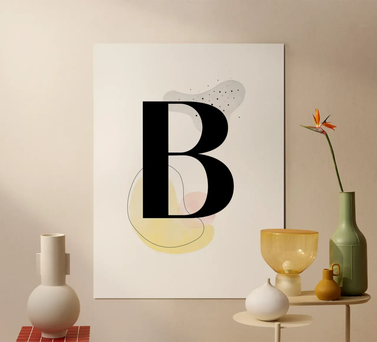 Lettera "B" - design dipinto a mano poster con telaio in alluminio da Kate Brunch Design