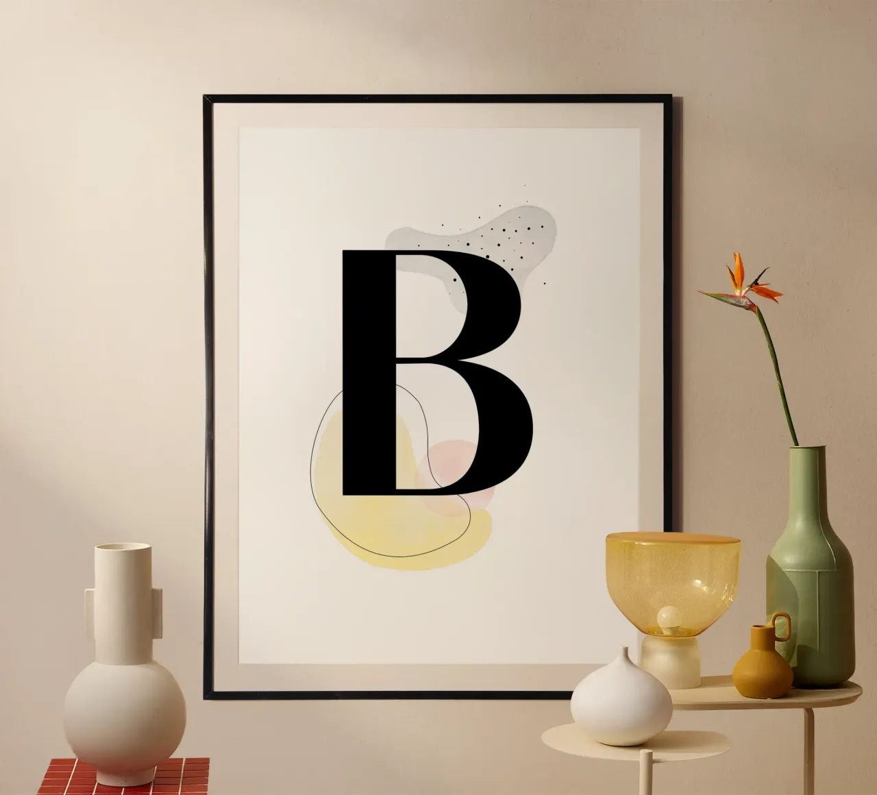 Lettera "B" - design dipinto a mano poster con telaio in alluminio da Kate Brunch Design