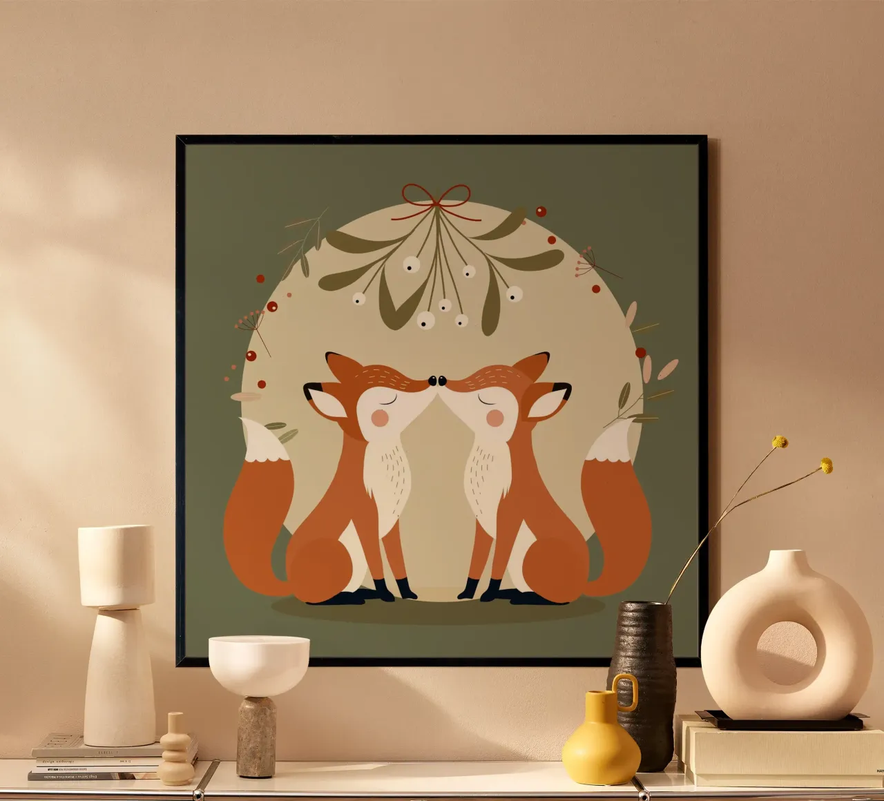 Volpi innamorate - bacio sotto il vischio poster da namosh