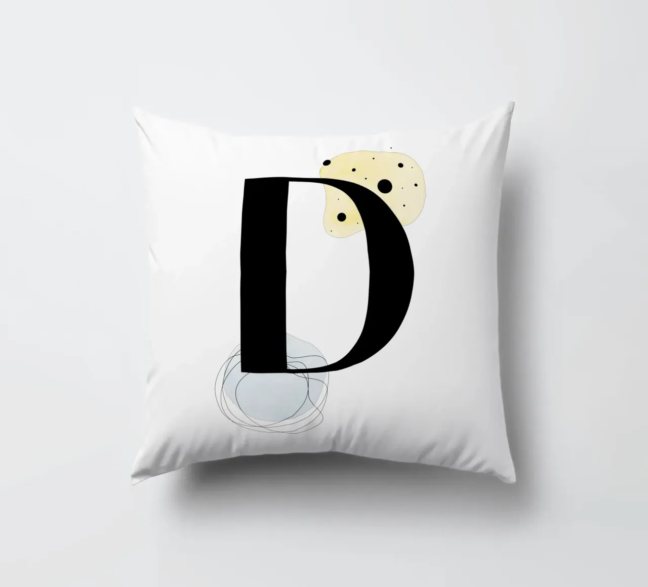 Lettera "D" - design dipinto a mano cuscino da Kate Brunch Design