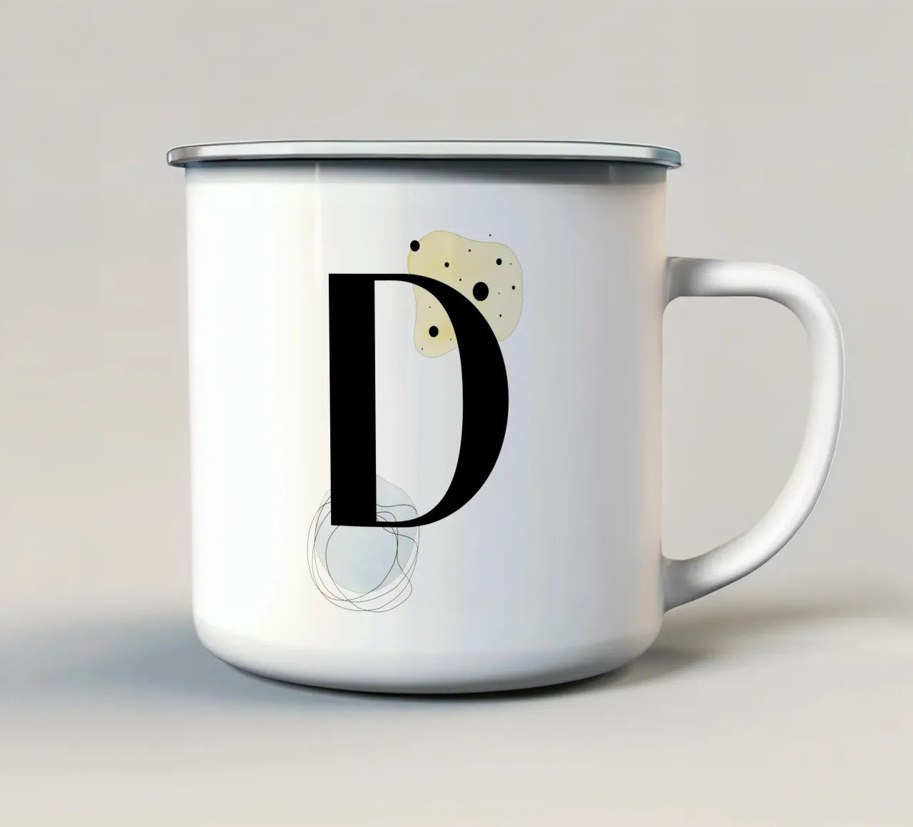 Lettera "D" - design dipinto a mano tazza in smalto da Kate Brunch Design