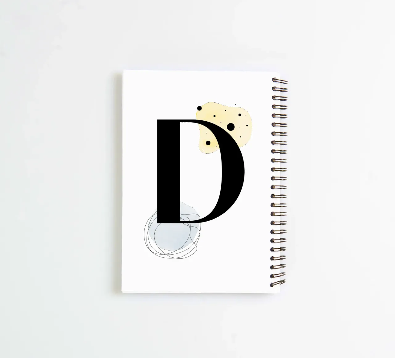 Letter "D" - hand-painted design spiral notebook by Kate Brunch Design