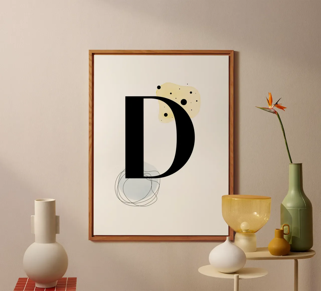 Buchstabe "D" - handgemaltes Design Alu-Dibond von Kate Brunch Design