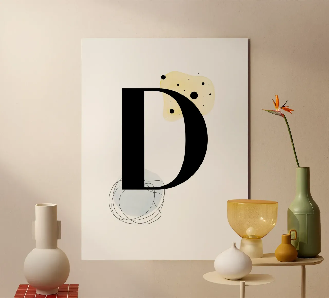 Buchstabe "D" - handgemaltes Design Alu-Dibond von Kate Brunch Design
