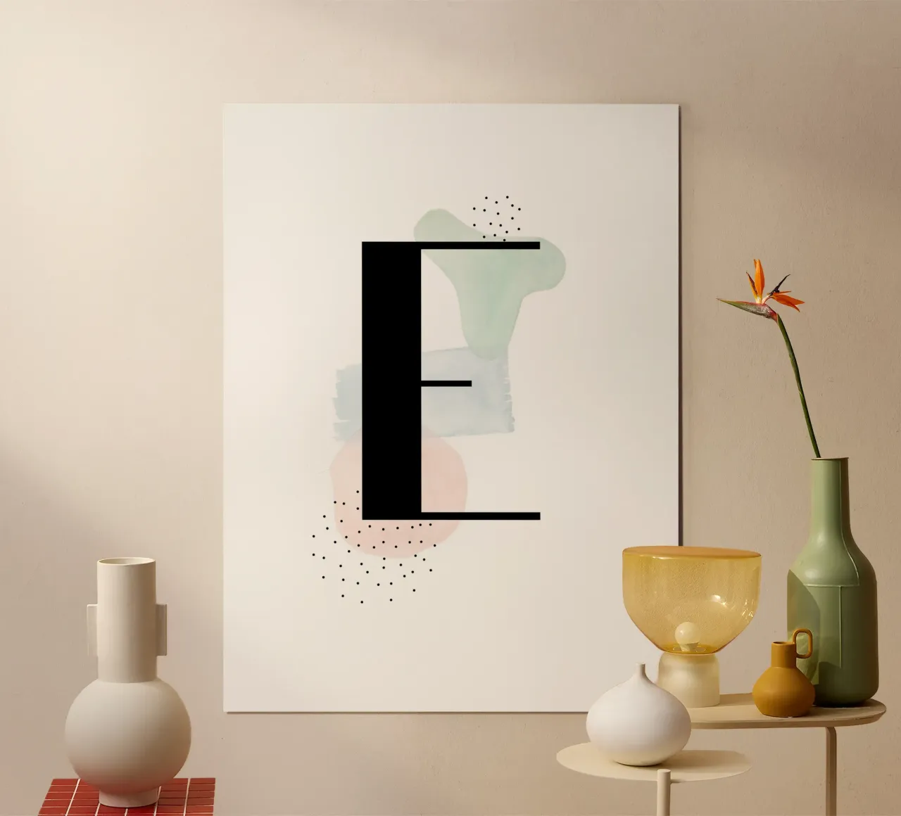 Lettera "E" - design dipinto a mano carta hahnemühle da Kate Brunch Design