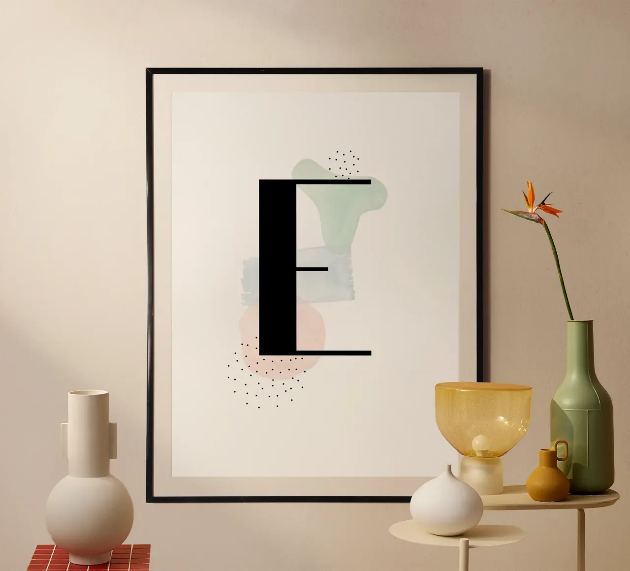 Lettera "E" - design dipinto a mano carta hahnemühle da Kate Brunch Design