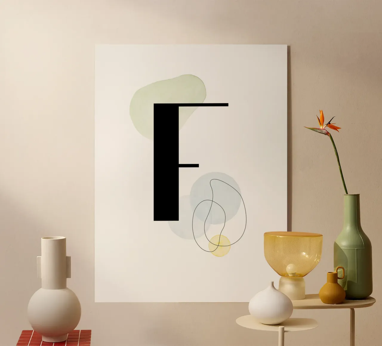Letter "F" - hand-painted design acrylic glass by Kate Brunch Design