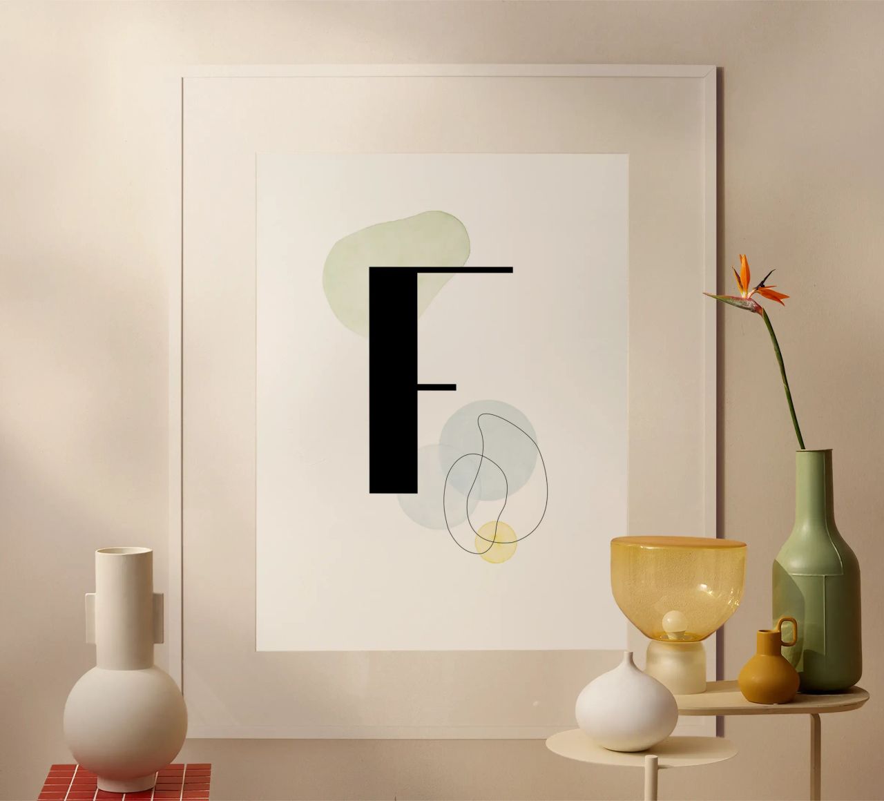 Buchstabe "F" -handgemaltes Design Poster von Kate Brunch Design