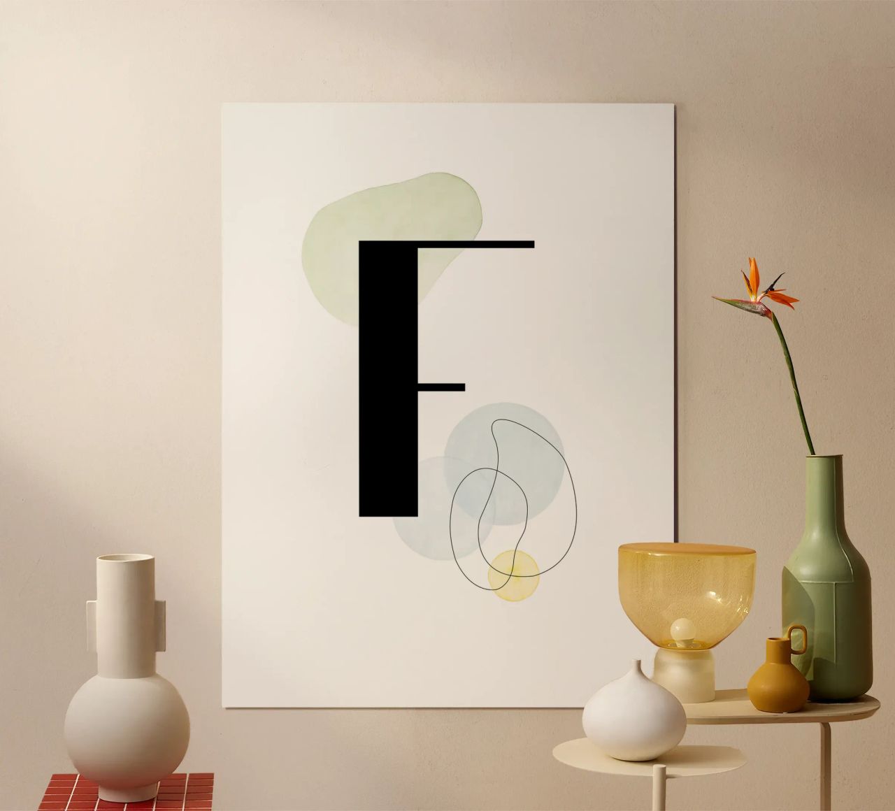 Buchstabe "F" -handgemaltes Design Poster von Kate Brunch Design