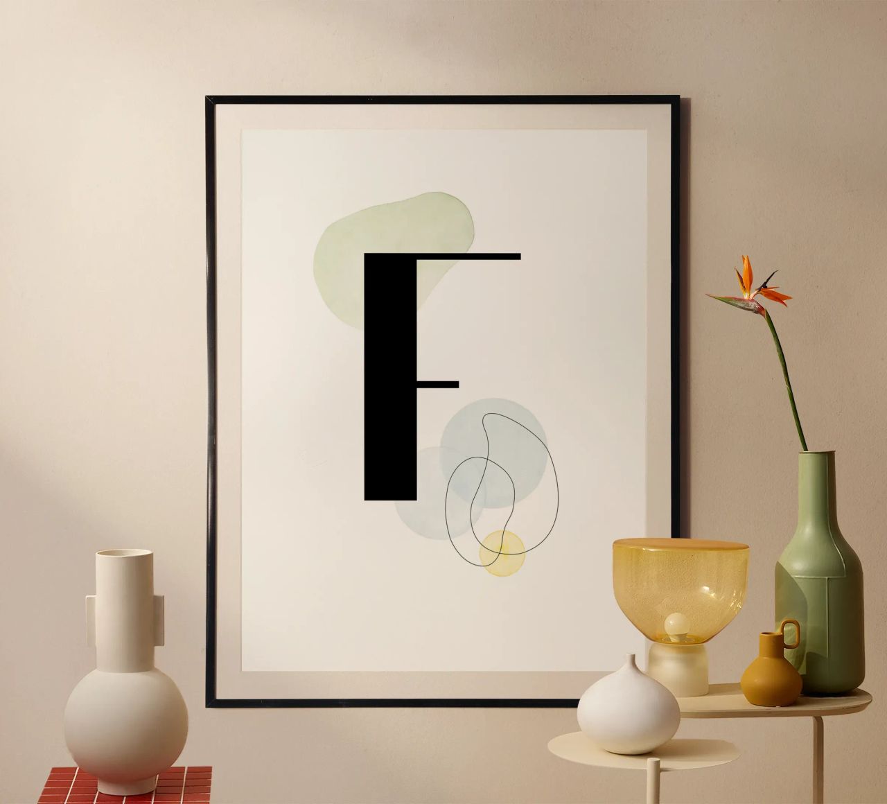 Buchstabe "F" -handgemaltes Design Poster von Kate Brunch Design