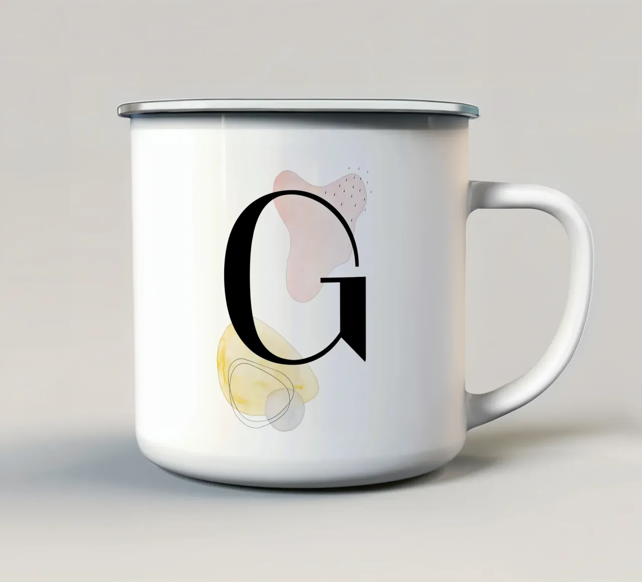 Lettera "G" - design dipinto a mano tazza in smalto da Kate Brunch Design