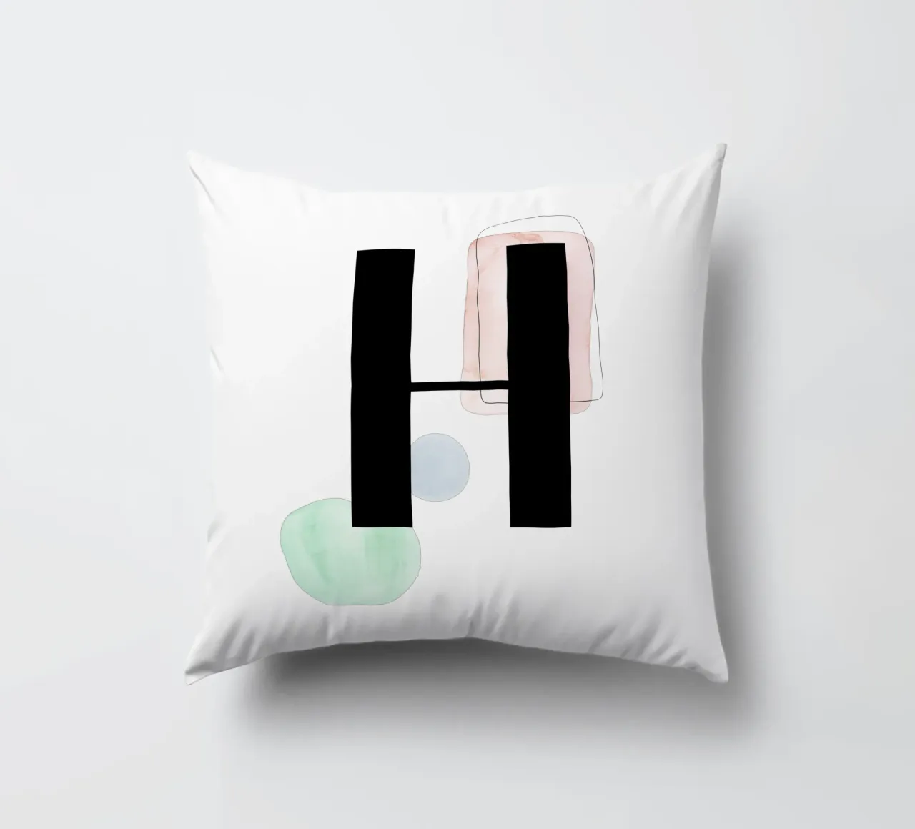 Lettera "H" - design dipinto a mano cuscino da Kate Brunch Design