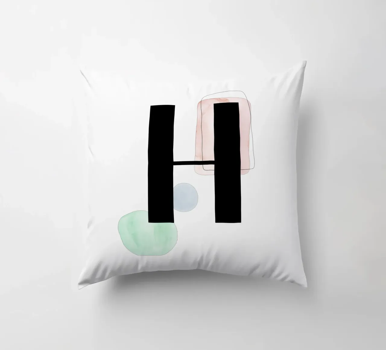 Lettera "H" - design dipinto a mano cuscino da Kate Brunch Design