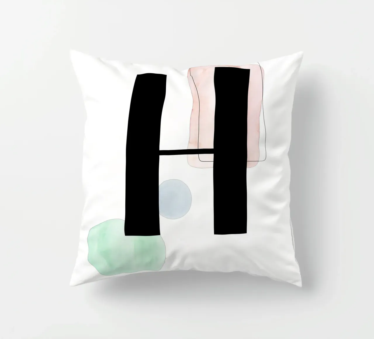 Lettera "H" - design dipinto a mano cuscino da Kate Brunch Design