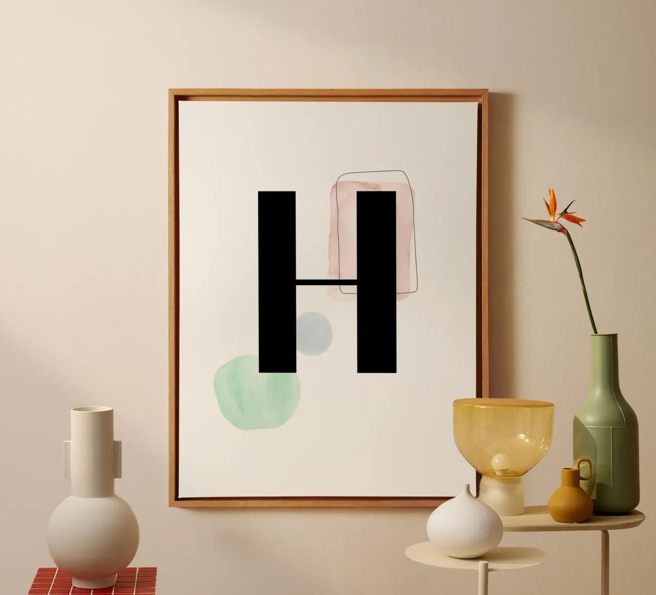 Letter "H" - hand-painted design canvas by Kate Brunch Design
