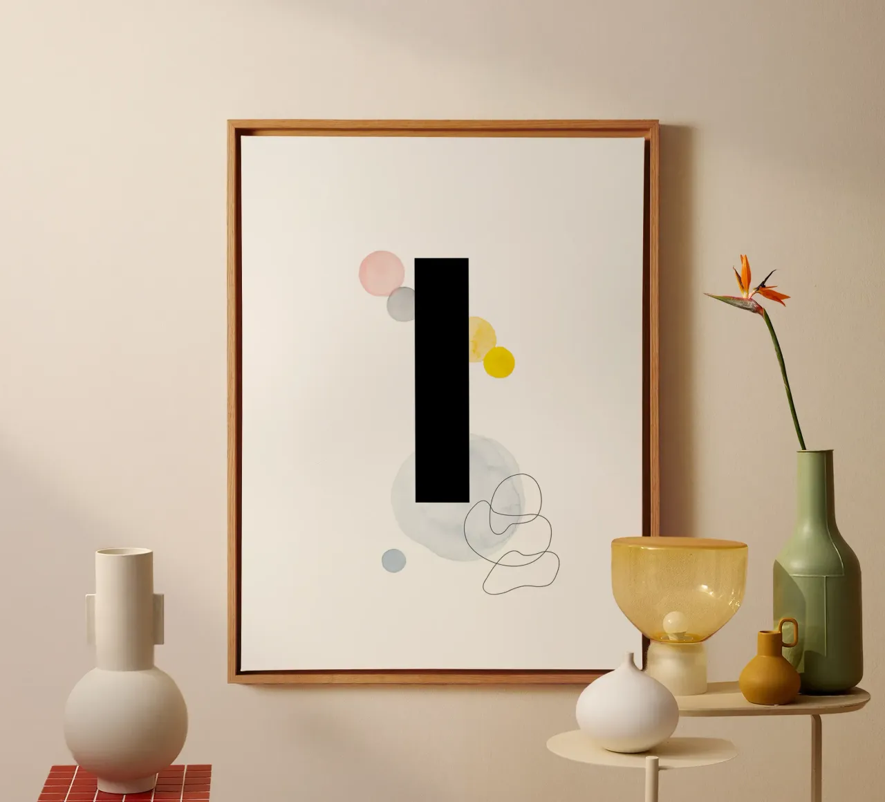 Letter "I" - handgeschilderd ontwerp canvas met Baklijst van Kate Brunch Design