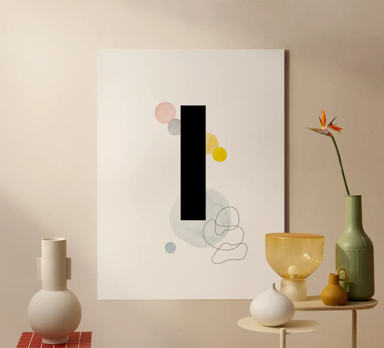 Letter "I" - handgeschilderd ontwerp canvas met Baklijst van Kate Brunch Design