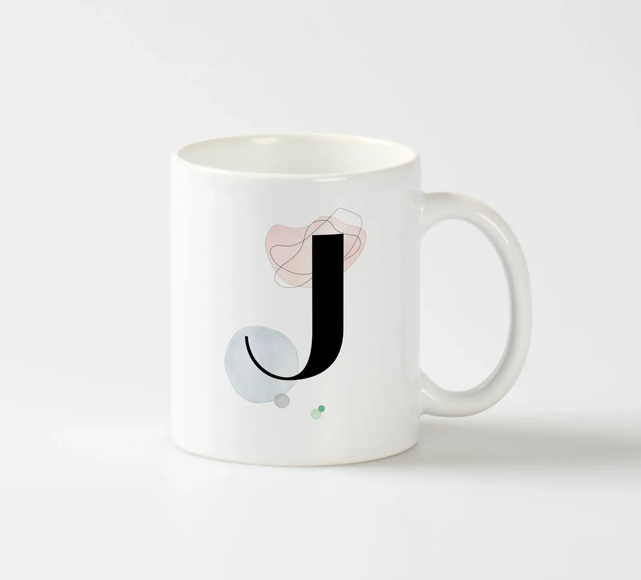 Lettera "J" - design dipinto a mano tazza in ceramica da Kate Brunch Design
