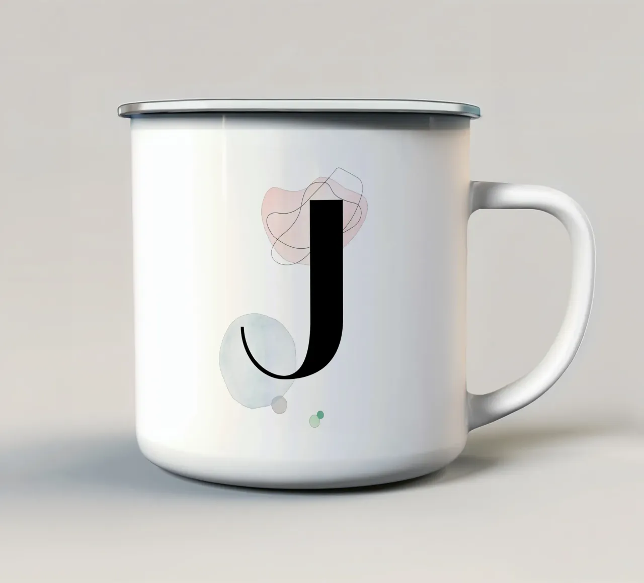 Lettera "J" - design dipinto a mano tazza in smalto da Kate Brunch Design