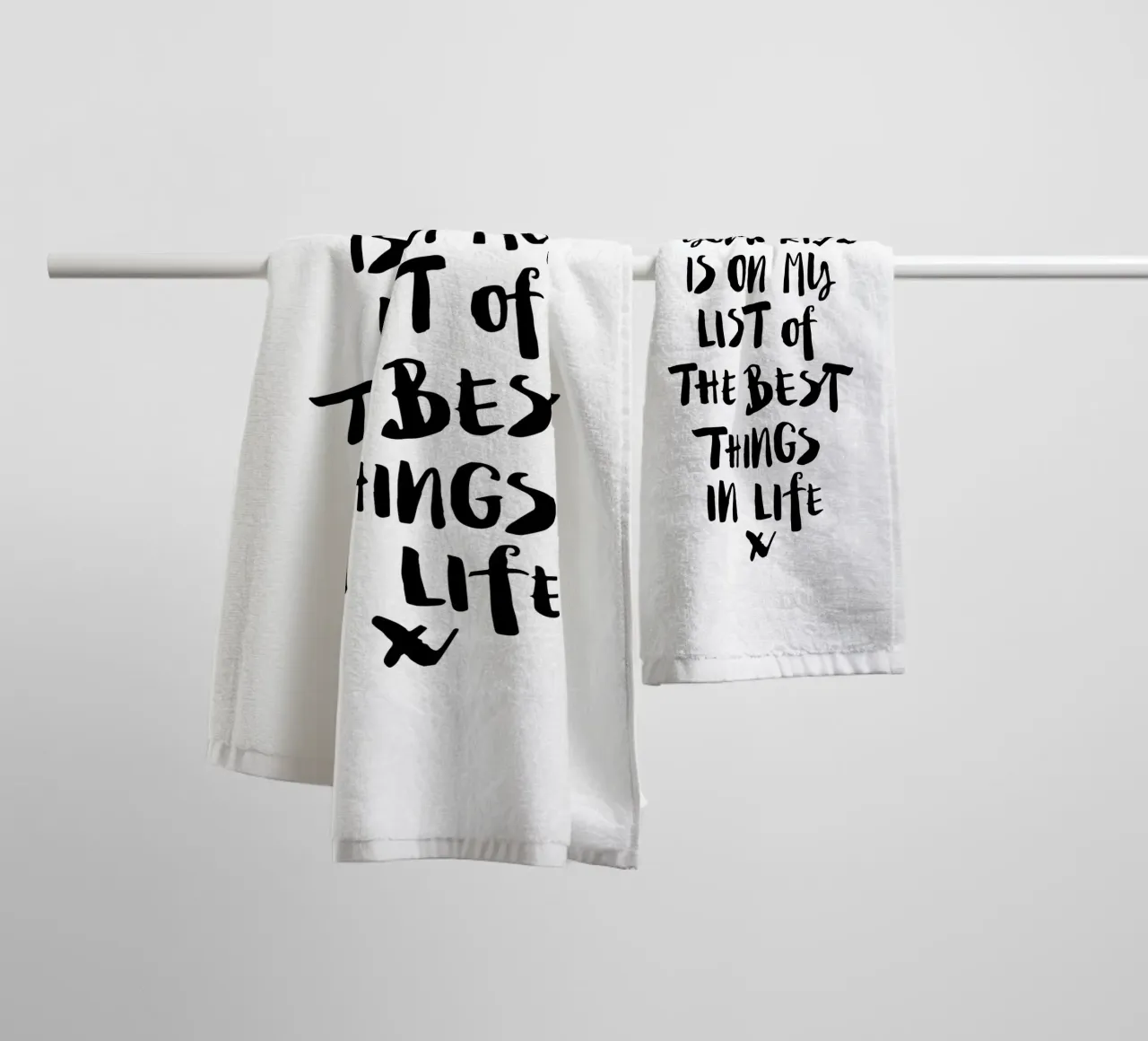 Because Your Kiss is on My List of the Best Things in Life towel by THE MOTIVATED TYPE