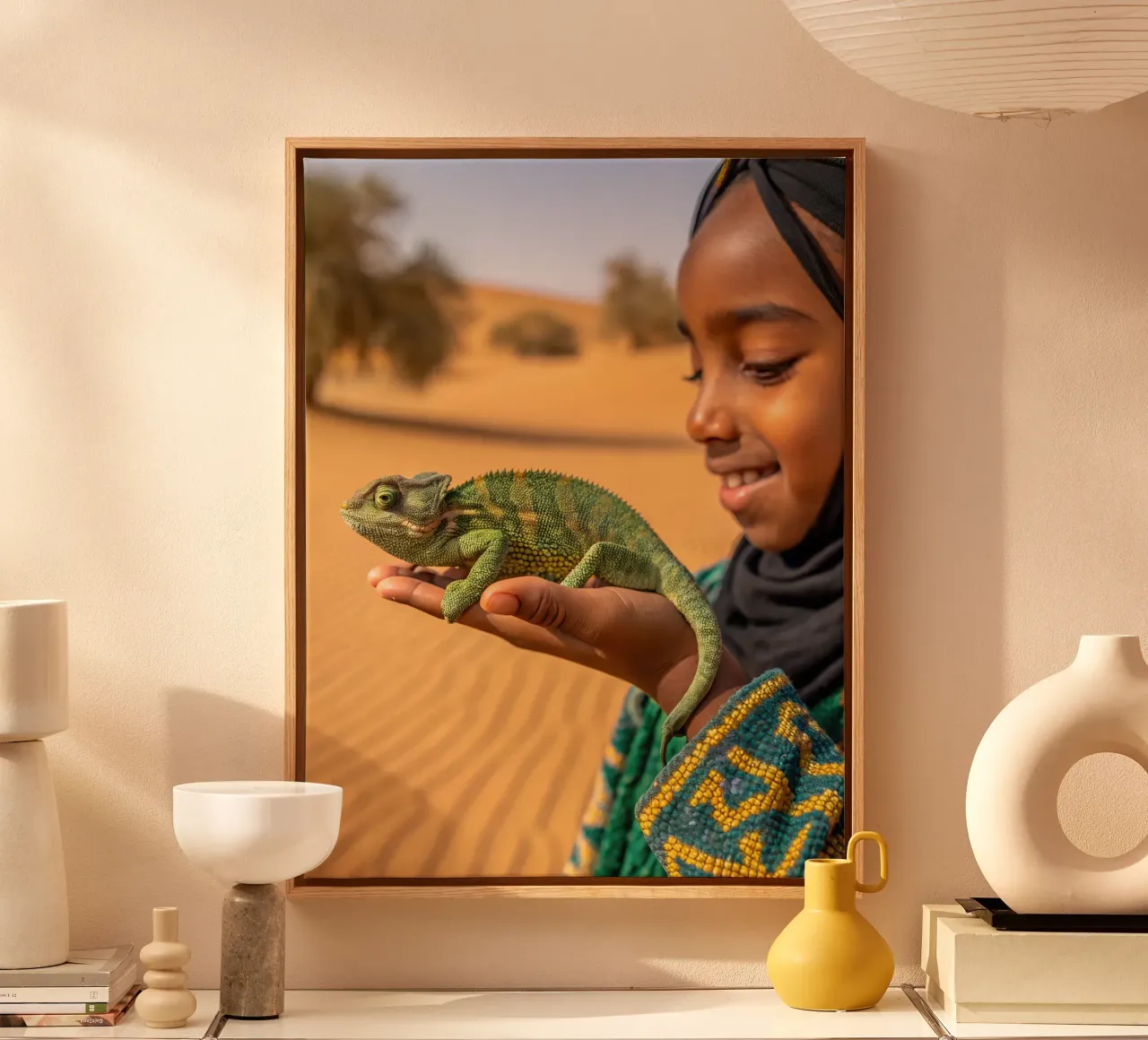Kameleon canvas met Baklijst van Art-Travel