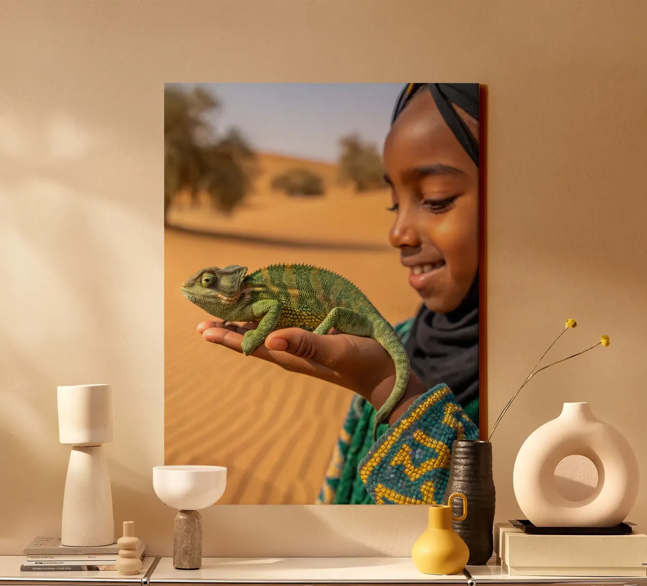 Kameleon canvas met Baklijst van Art-Travel