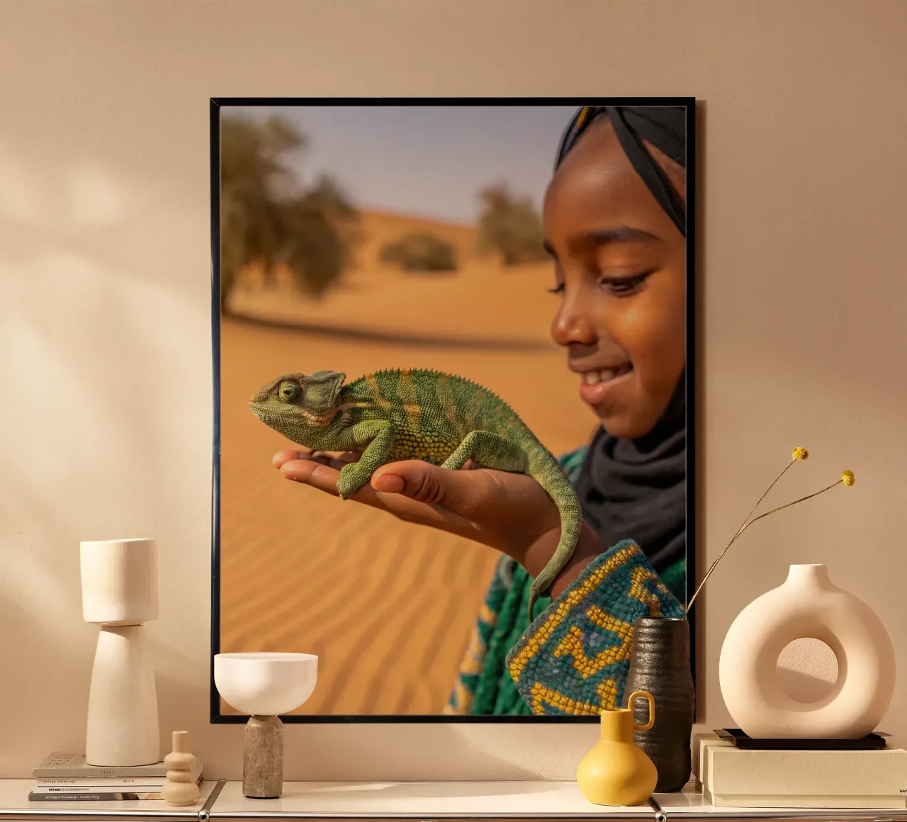 Camaleonte poster con telaio in legno da Art-Travel