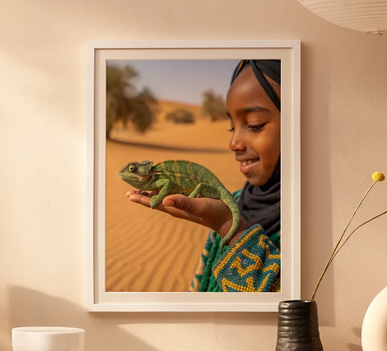 Camaleonte poster con telaio in legno da Art-Travel
