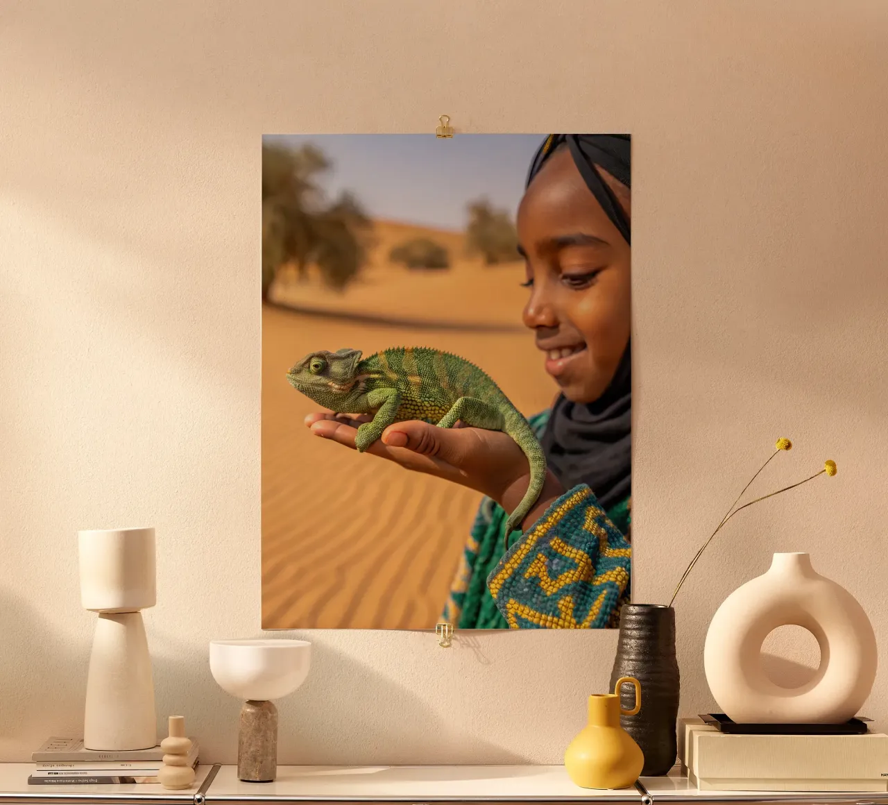 Camaleonte poster con telaio in legno da Art-Travel