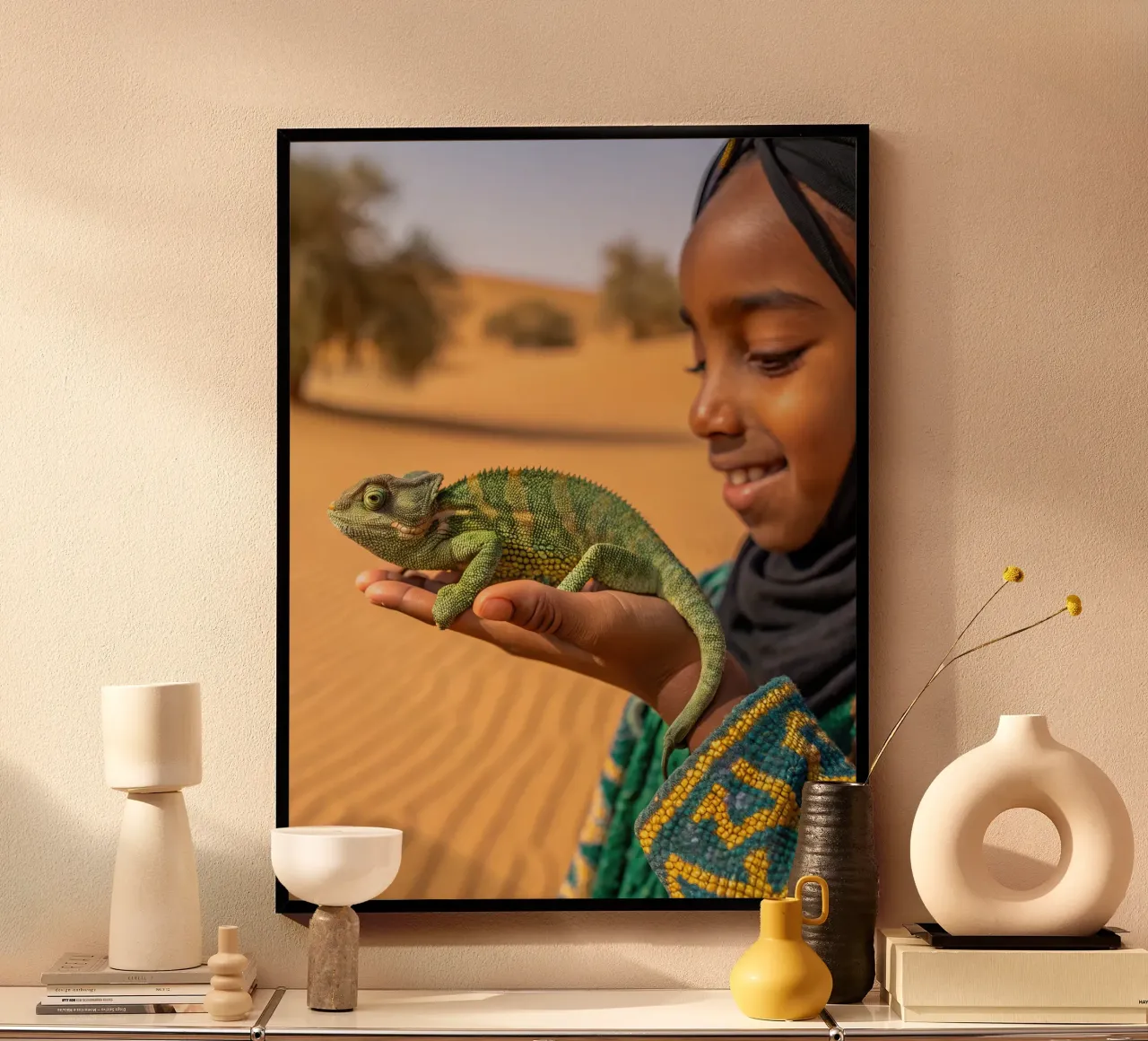 Camaleonte poster con telaio in legno da Art-Travel