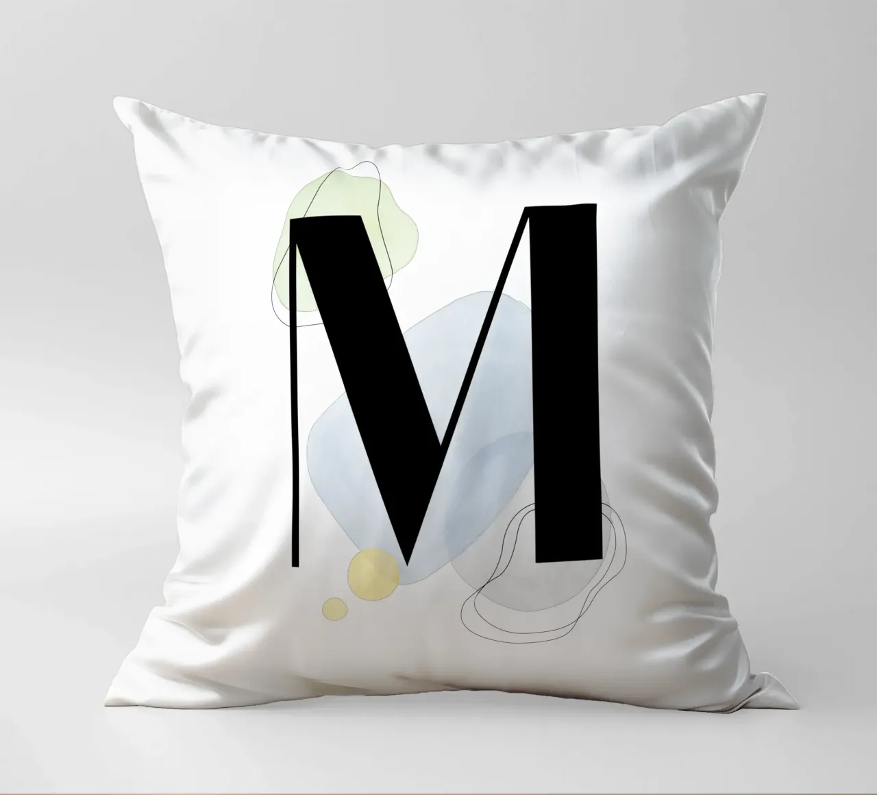 Lettera "M" - design dipinto a mano cuscino da Kate Brunch Design