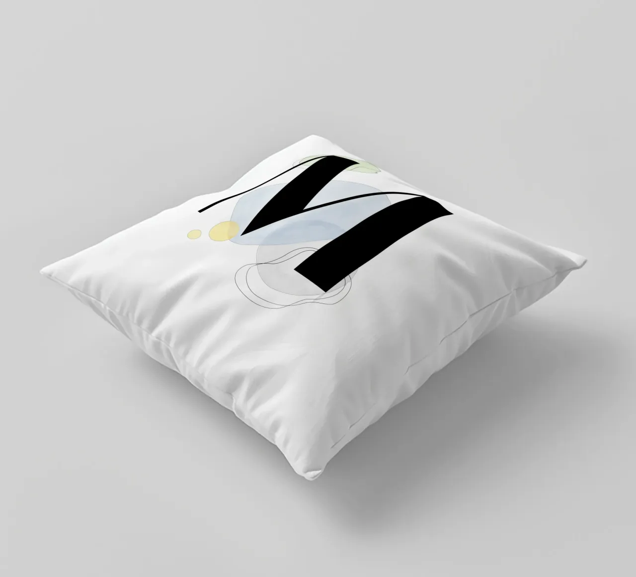 Lettera "M" - design dipinto a mano cuscino da Kate Brunch Design