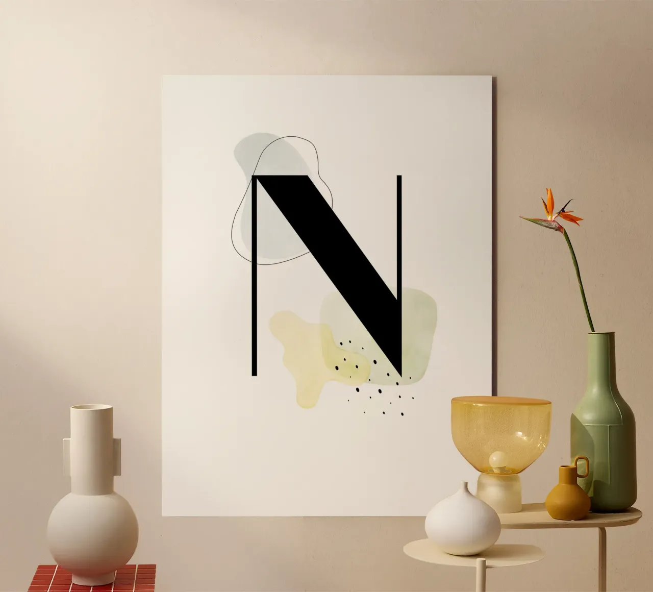 Letter "N" - hand-painted design forex plate by Kate Brunch Design