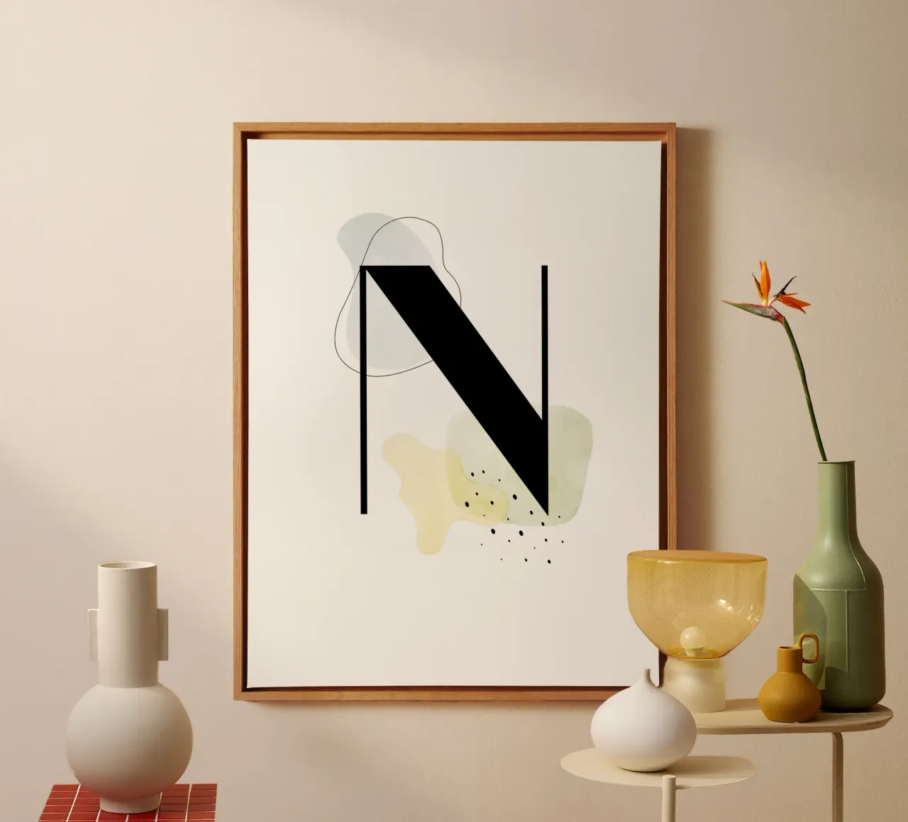 Letter "N" - hand-painted design canvas by Kate Brunch Design