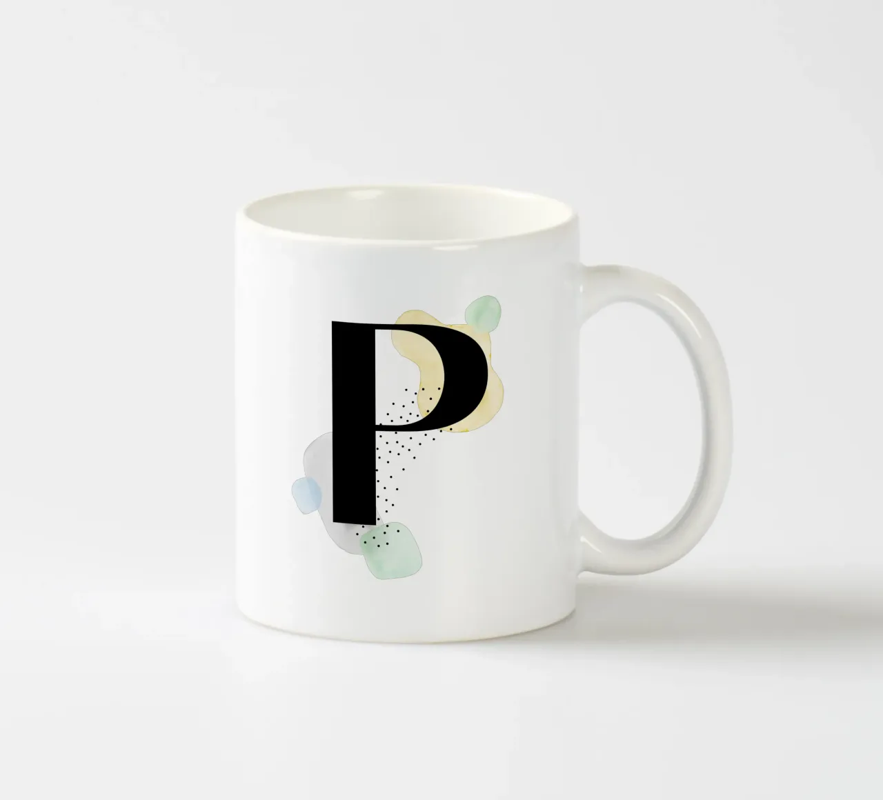 Lettera "P" - design dipinto a mano tazza in ceramica da Kate Brunch Design