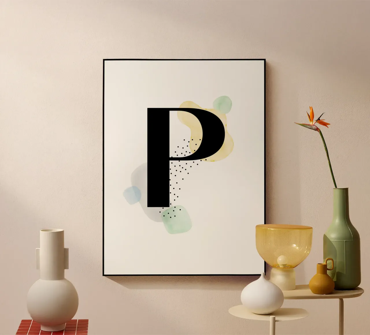 Lettera "P" - design dipinto a mano plexiglass da Kate Brunch Design