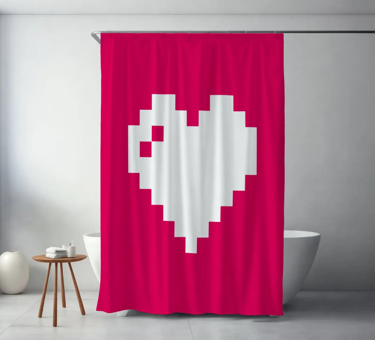 Amore digitale Cuore moderno Pixel Art Design tenda da doccia da THE MOTIVATED TYPE
