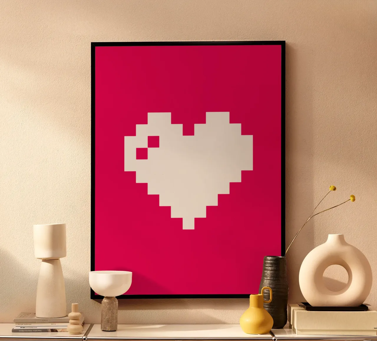 Amore digitale Cuore moderno Pixel Art Design carta hahnemühle da THE MOTIVATED TYPE